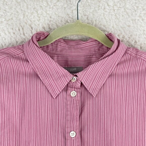 J. Jill Pink Striped Button-Up Shirt‎ Womens Long Sleeve Stretch Size Large - Picture 3 of 16